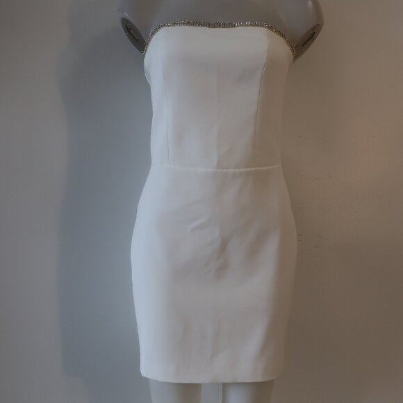 NWT Women Generation Love White Rhinestone Joelle Crystal Strapless Dress 8 - Picture 2 of 15